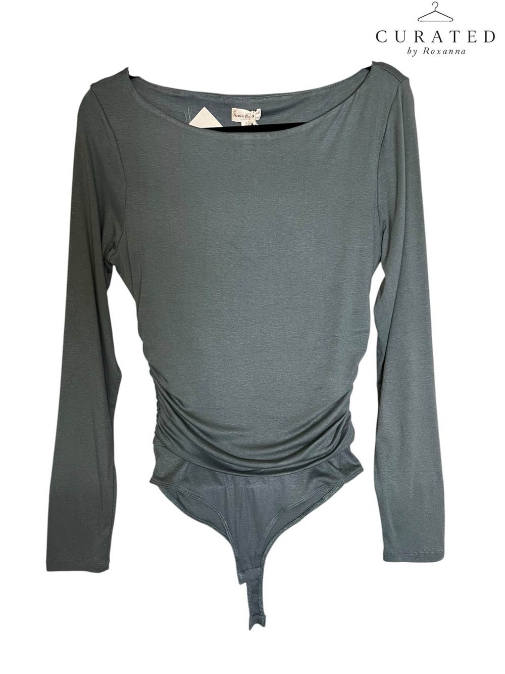 Hem & Thread NWT Ruched Long Sleeve Bodysuit | Spruce Green| Large